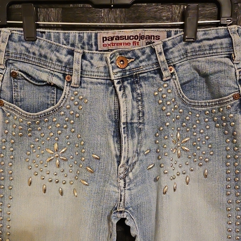 Parasuco Light Blue Jeans with Silver Stud Floral Detail